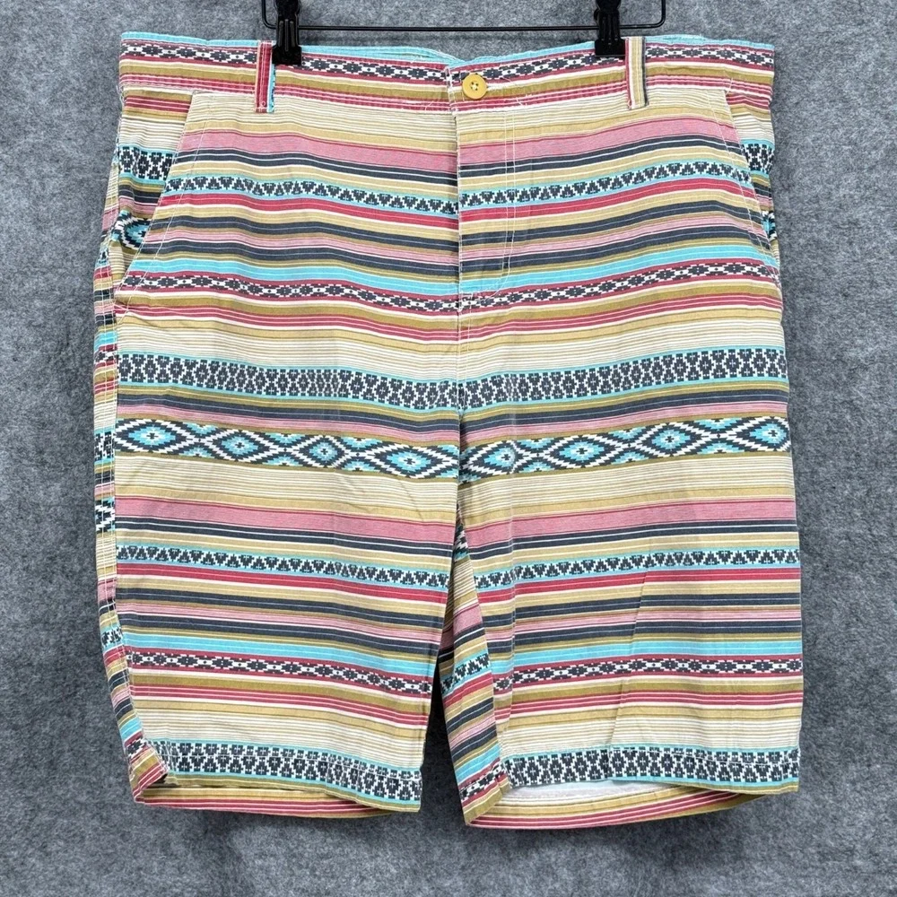 Carbon Mens Aztec Multicolor‎ Striped Bermuda Shorts Tag Size 36 (Measured 40)